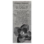 Grey Damask with Black Flower Wedding Program rack cards