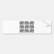 Grey Elephants Silhouette Bumper Stickers