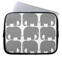 Grey Elephants Silhouette Electronics Bag Computer Sleeves