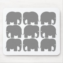 Grey Elephants Silhouette Mousepad