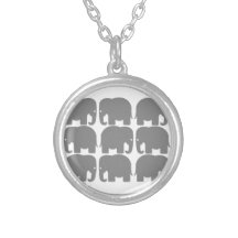 Grey Elephants Silhouette Necklace