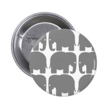 Grey Elephants Silhouette Pinback Button