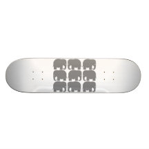 Grey Elephants Silhouette Skateboard