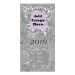 Grey Floral Custom Photo Cards