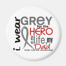 Grey For My Hero 2 Dad Brain Cancer Fridge Magnet
