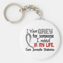Grey For Someone I Need Juvenile Diabetes Keychains