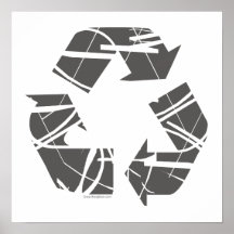 Grey Fractured Recycling Sign Posters