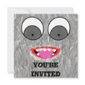 Grey Fuzz Monster Invitations