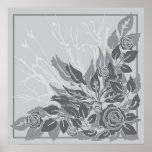 grey grunge roses posters