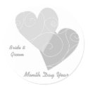 Grey Heart Personalised Wedding Stickers