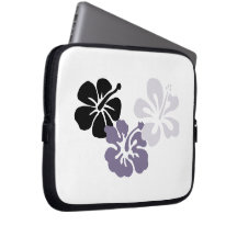 Grey Hibiscus Electronics Bag Computer Sleeves