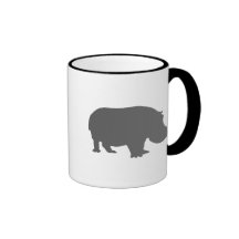 Grey Hippo Silhouette Coffee Mugs