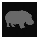 Grey Hippo Silhouette Personalised Announcement