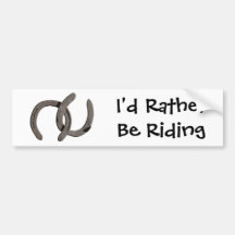 Grey Horse Shoes I'd Rather Be Riding Car Sticker Bumper Stickers