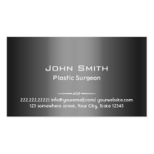 Grey Metal Plastic Surgeon Business Card