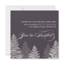 Grey Modern Winter Wedding Invitations Trees