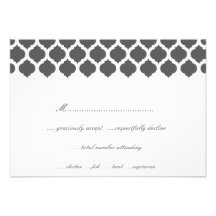 Grey Moroccan Pattern Wedding Party RSVP Cards