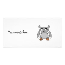 Grey owl photo card template