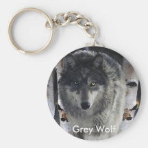 GREY PACK WOLF Wildlife Gift Collection Keychain