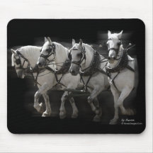 Grey Percheron Draught   Horses - Four Abreast Mousemat