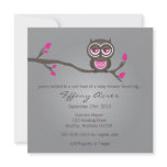 Grey, Pink and Brown Owl Invitation