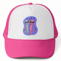grey pink dancing aliens blue by Wendy C Allen