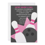 Grey/Pink On the Ball Bowling Party Invitation