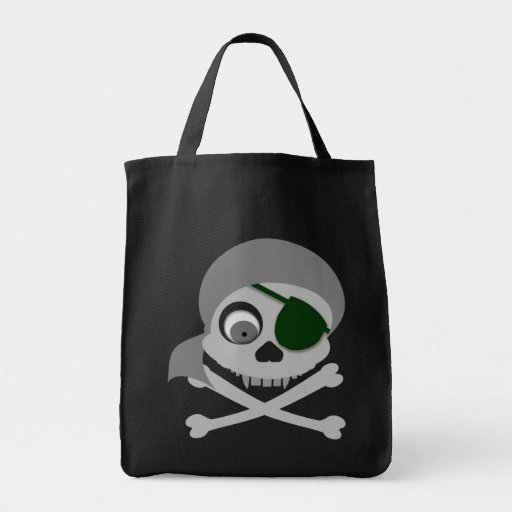 Grey Pirate Skull Dark Bags