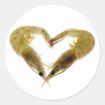 Grey prawns in love round sticker