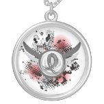 Grey Ribbon And Wings Diabetes Pendant