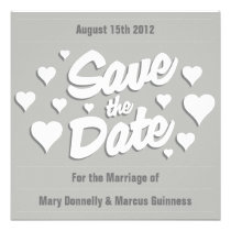 Grey Save the Date Hearts Invitation invitations