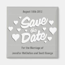 Grey Save the Date Hearts Save the Date Magnet magnets