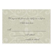 Grey Scroll Wedding Response Card Business Cards