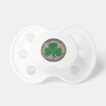 Grey Shamrock On Celtic Knots Pacifier