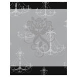 grey silver chandelier damask on black flyers