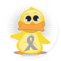 Grey/Silver Ribbon Duck Round Sticker