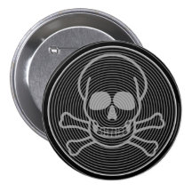Grey Skull & Crossbones Emblem Buttons