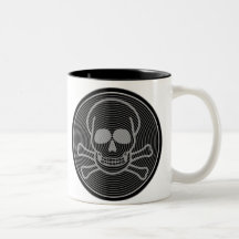 Grey Skull & Crossbones Emblem Mugs