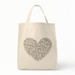 Grey Skull Heart Canvas Bag