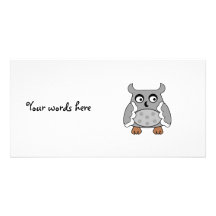Grey spotted owl photo greeting card