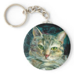 Grey Tabby Cat Keychain