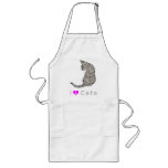 grey tabby cat (yellow eyes) aprons