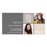 Grey taupe modern block class of grad announcement personalized photo card