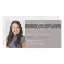 Grey taupe script class of graduation announcement