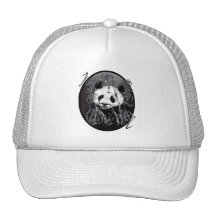 Grey Tone Panda Oval Hats