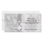 grey white baroque damask photo greeting card