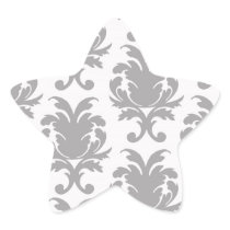 grey white baroque damask sticker