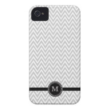 Grey white chevron monogram iphone 4 case