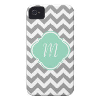 Grey & White Chevron Stripe Custom Monogram