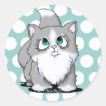 Grey & White Cutie Face Kitty Stickers